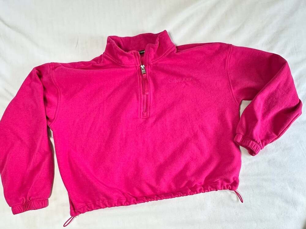 Calvin Klein Performance Hot Pink Cropped Quarter Zip Fleece Pullover XL
